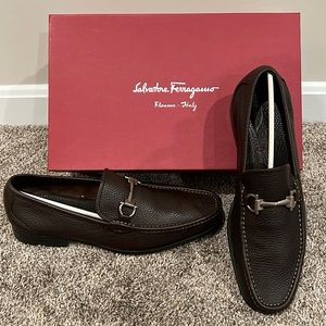 Men’s Salvatore Ferragamo Magnifico Brown Leather Loafers size US 9.